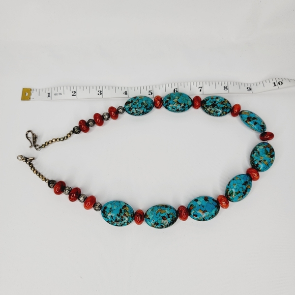 Turquoise Amber Stone Beaded Chunky Necklace - Picture 6 of 6